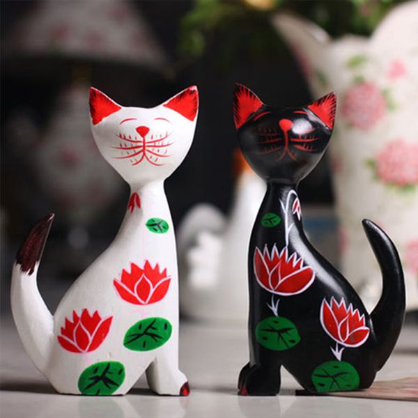 

cute couples pastoral style shop home decor cat figurine crafts holiday wedding