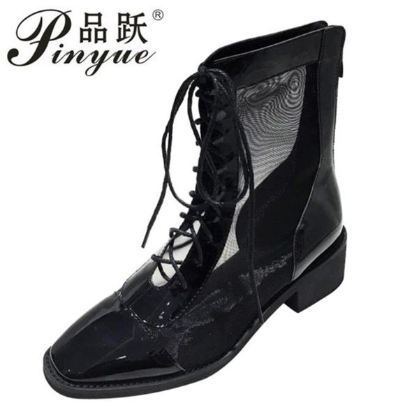 

breathable mesh net yarn cool boots women comfortable thick heels pumps women shoes sandals rubber summer shoes wom, Black