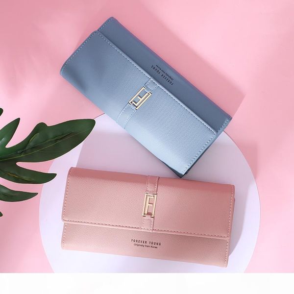 

designer-credit card wallets ladies small leather blue purse long fund hand take package three fracture hasp young european for women, Red;black