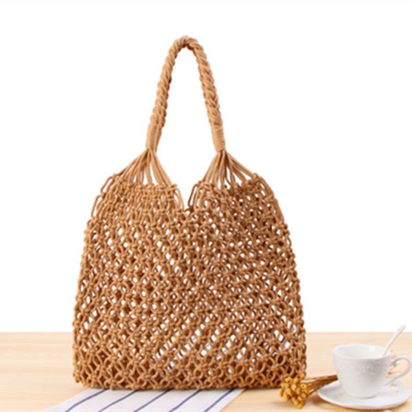 

2020 the summer straw bag shoulder bag hand-woven hollow handbag handmade rattan woven large capacity travel beach totes