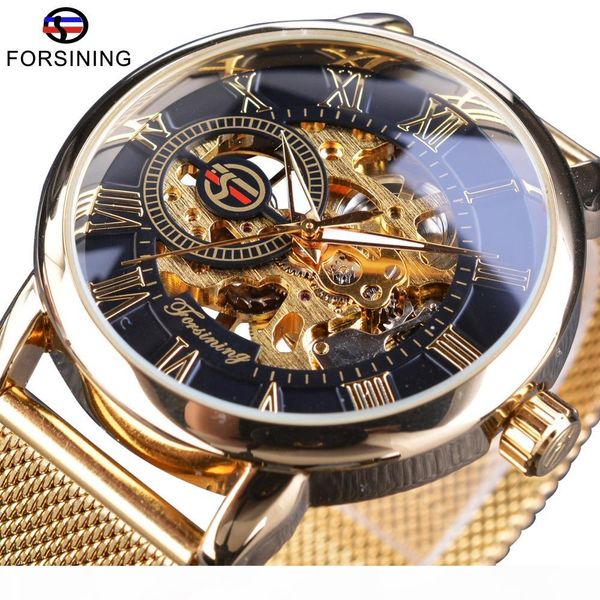 

forsining transparent case 2017 fashion 3d logo engraving men watches mechanical skeleton wrist watch clock men, Slivery;brown