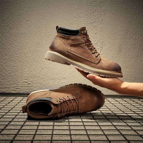 

mens boots england style solid outdoor men fashion boots lace up flock rubber winter men's ankle shoes j3, Black