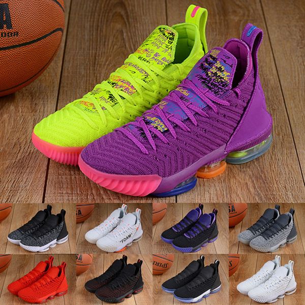 

new starting oreo fresh bred what the xvi 16 multicolor kids boys basketball shoes 16s wolf grey sports, Black