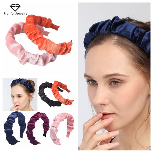 

fruitful candy gold velvet solid color hair curler folds headbands lady hair hoop turban bandage beautiful accessories, Golden;silver