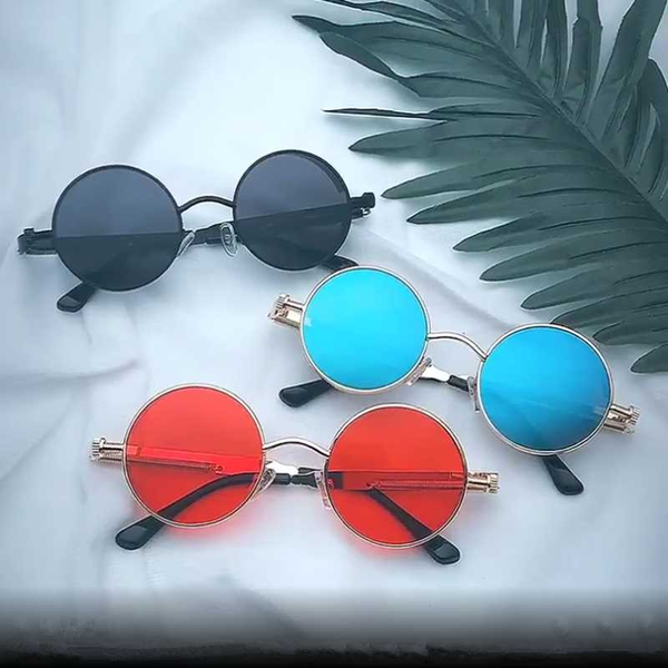 

new vintage retro polarized steampunk sunglasses fashion metal round mirrored eyewear men circle sun glasses uv400, White;black