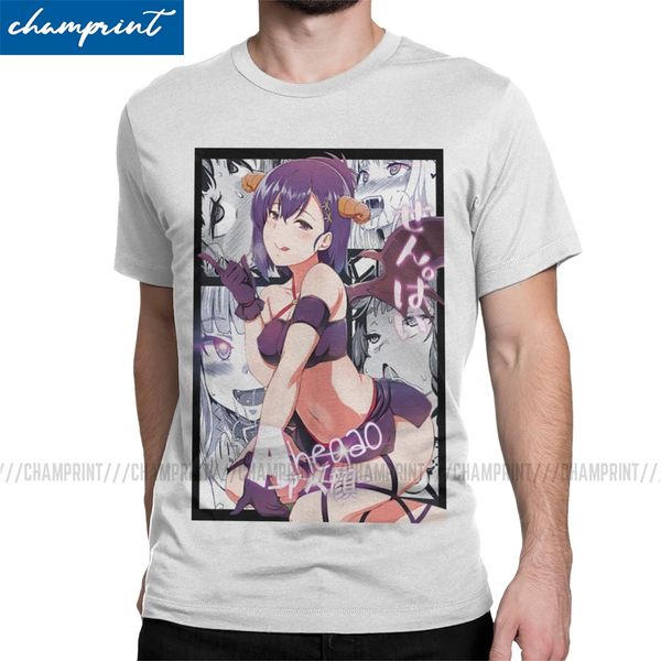 

men t-shirts ahegao novelty 100% cotton tee shirt short sleeve hentai anime lewd japan waifu t shirts round collar 6xl