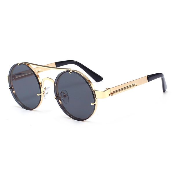 

sunglasses vintage classic gothic steampunk round men women 2021 luxury fashion metal frame glasses brand designer sun, White;black