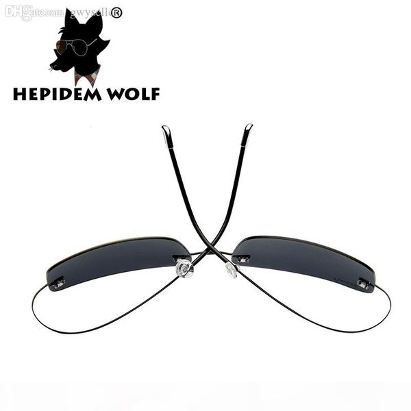 

wholesale-2016 new square rimless sun glasses titanium men women brand designer ultra light polarized oblong shape sunglasses 8616, White;black