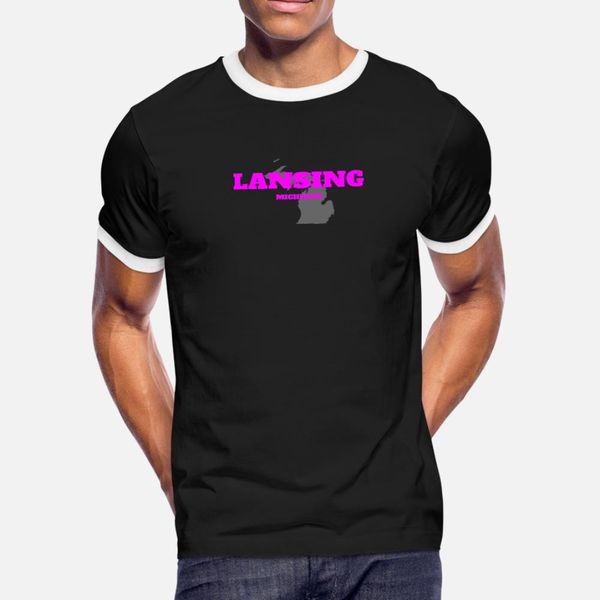 

michigan lansing us state edition pink t shirt men designs cotton s-xxxl trend gift comical summer natural shirt