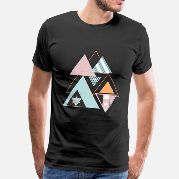 

colorful modern geometric angular pattern block t shirt men personalized short sleeve o neck costume fit breathable summer style outfit