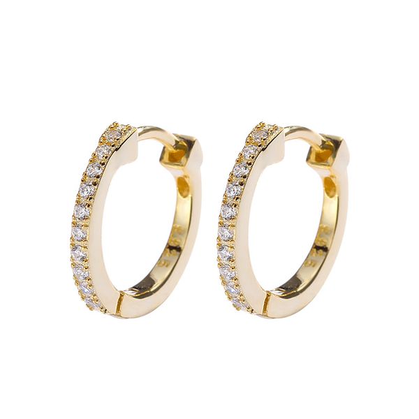 

harlig sterling silver s925 gold color earrings with zircon allergy fashion jewelry for women, Golden;silver