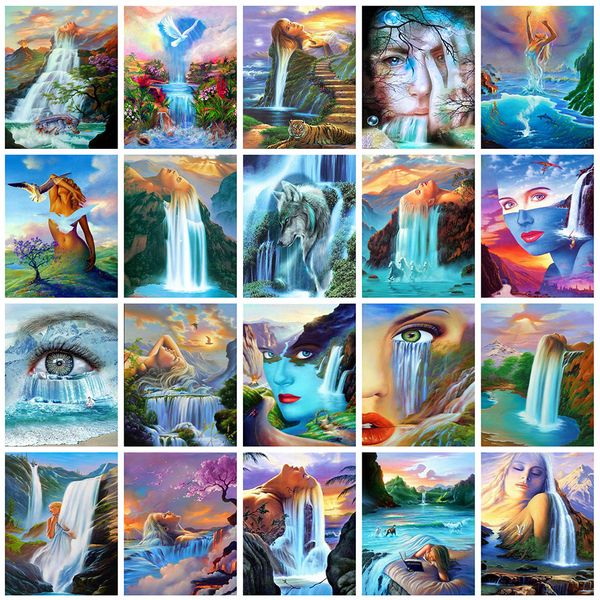

evershine 5d diy diamond embroidery waterfall diamond painting natural scenery full square drill cross stitch kit art home decor