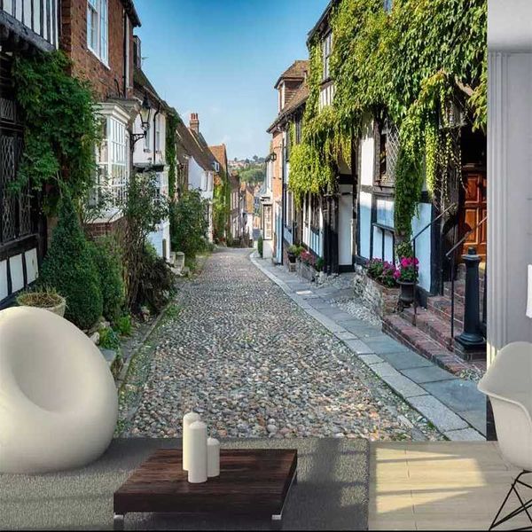 

custom 3d p wallpaper fantastic scenery stone path green mural wallpaper living room sofa bedroom mural flower decoration