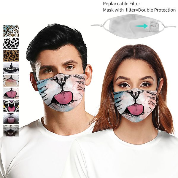 Livre HDL / UPS venda direta da fábrica 3D respirador impressão boca animal, personalizado máscaras de filtro masculinos e femininos laváveis ​​e reutilizáveis