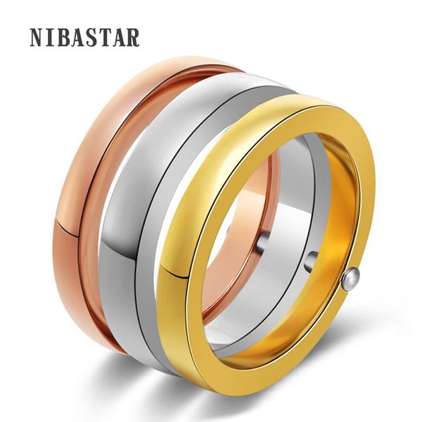 

fashion 3pcs/set mixed ring set for women gold /rose gold color 316l stainless steel rings trendy party jewelry, Golden;silver