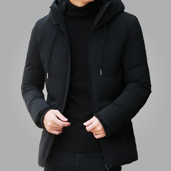 

winter jacket men clothes 2020 casual stand collar hooded collar fashion winter coat men parka outerwear warm slim fit 4xl nz803, Black
