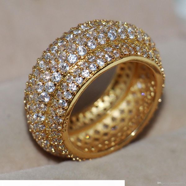 

виктория вику handmade роскошные ювелирные изделия 10kt желтого золота заполненные полный белый сапфир cz цирконий алмаз gemstones женщин об, Silver