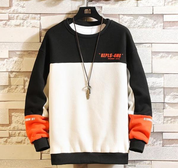 

print hooded pullovers long sleeve multi color panelled sweatshirts male clothing mens designer crew neck hoodies letter, Black