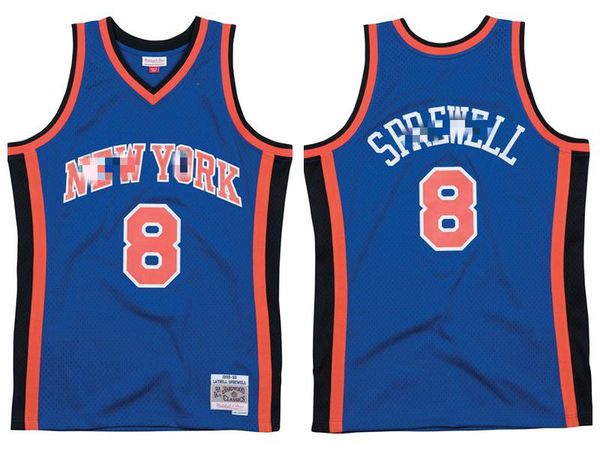 

men new york knicks latrell sprewell mitchell&ness 1998-99 hardwoods classics authentic jersey, Black