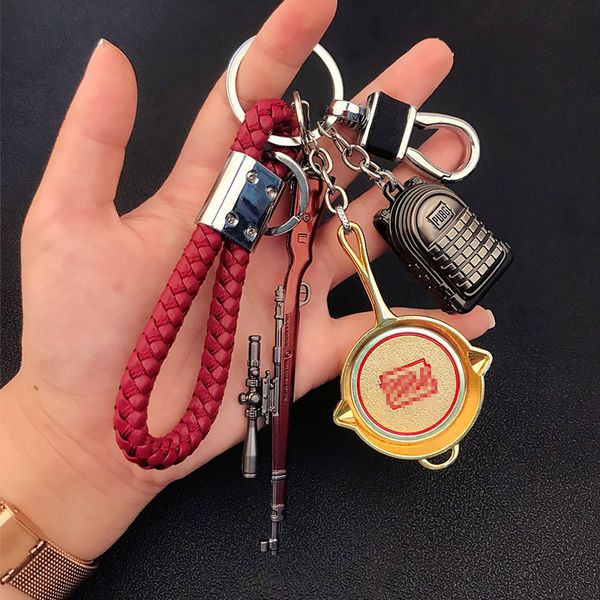 

pubg keychain playerunknowns battlegrounds backpack armor helmet pan 98k flare gun keyring key chain ring army jewelry wholesale, Silver