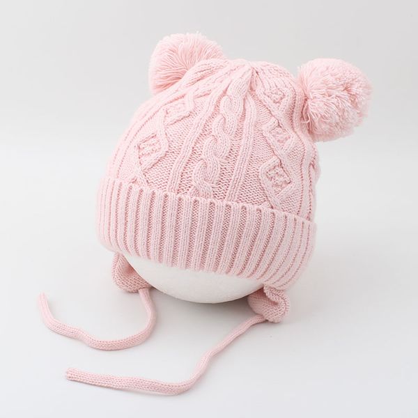 

double pompom baby hat cap knitted warm baby winter hat infant toddler boy girl bonnet enfant newborn pgraphy props, Slivery;white
