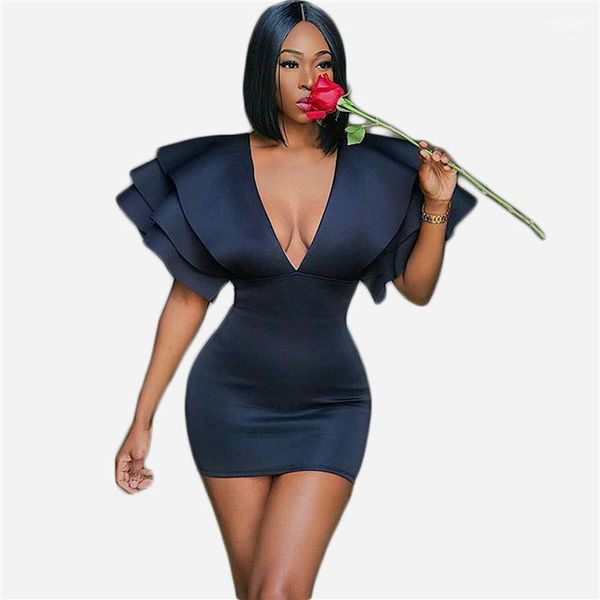 

solid bodycon dresses sheath fashion dress women batwing sleeved dress deep v-neck, Black;gray