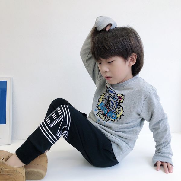 

new baby boys hoodie autumn kids girls pullover sweatshirt embroidery children cotton long sleeve t shirt spring pants, Black