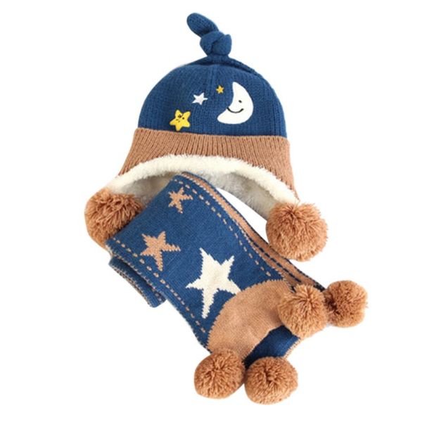 

smartbabyme 2pcs осень зима детские шапки шарф наборы малышей зимы малышей шарфа hat набор шерсти трикотажные вязания earflap cap, Yellow