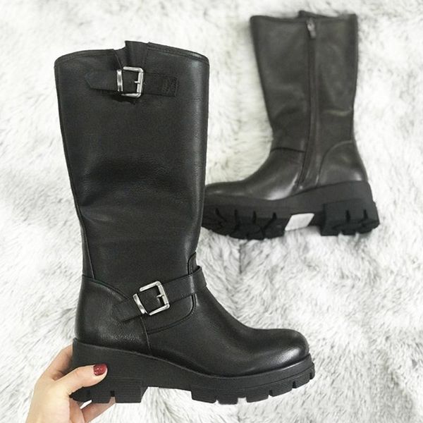 

doratsia 2020 classic fashion dropship platform cosy heels winter shoes women riding boots riding boots, Black