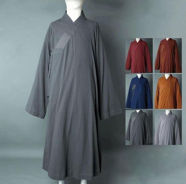 

summer cotton&linen zen lay meditation clothing uniform buddha robe gown buddhist shaolin monk suits, Black;red