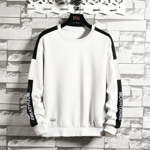 

2020 new trend men hoodies casual solid splice pullover o-neck slim fit men's sportswear sweatshirt print male hoody tracksuit, Black