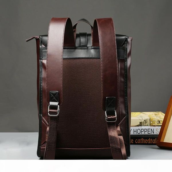 

litthing vintage lapleather backpacks men pu travel leisure backpacks retro casual bag schoolbags teenager students