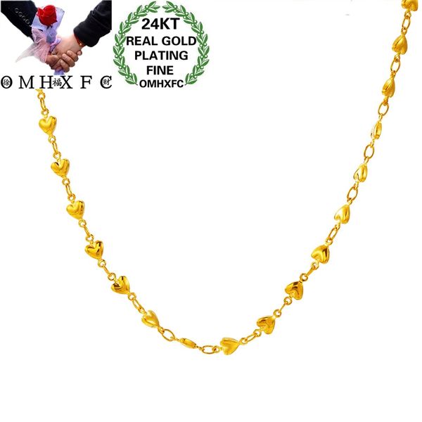 

omhxfc jewelry wholesale nl259 european fashion fine woman girl party birthday wedding gift heart 24kt gold chain necklace, Silver