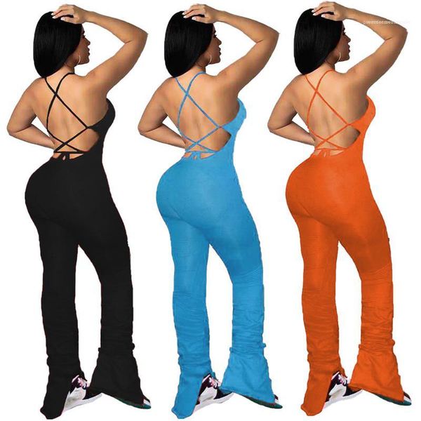 

stacked flare брюки комбинезоны новые женщины летняя одежда sexy backless женщины дизайнер rompers мода solid узелок, Black;white