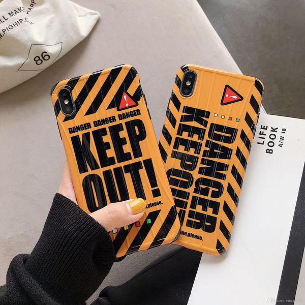 

luxury casing for iphone 6 6s 7 8 plus x xr xs max danger keep out trunk soft imd phone case cover anti-knock protector