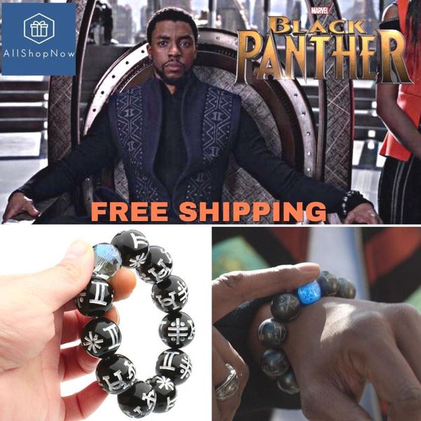 

fashion black panther bracelet beads wakanda t'challa cosplay jewelry women/men christmas gift props with party accessories