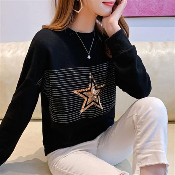 

loose sweatshirt batwing sleeve women hoody kpop star appliques black white pullover long slereve c9d005y
