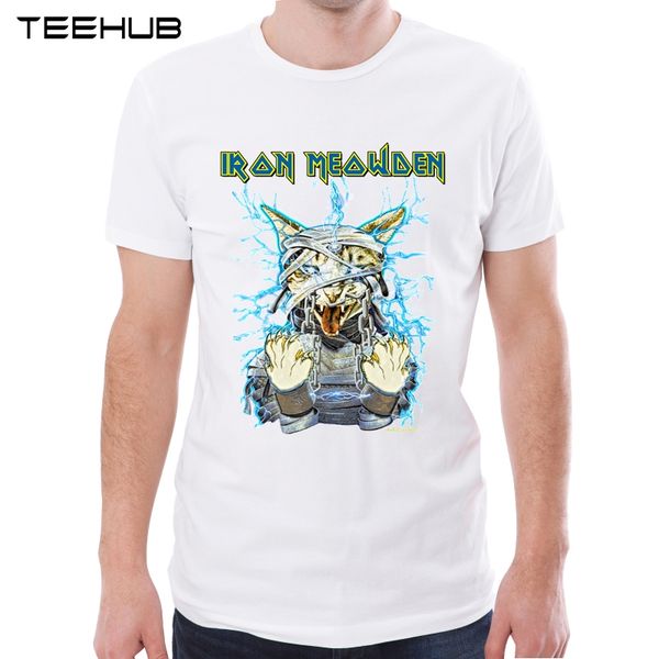 

teehub new arrival 2019 men fashion iron meow printed t-shirt short sleeve tee hipster cool animal design