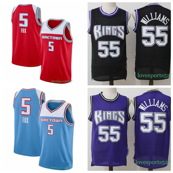 

2020 men's sacramento kings jersey 5 de'aaron fox jersey jason 55 williams basketball jersey shorts 829, Black;red