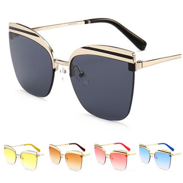 

fashion women rimless sunglasses color lens sun glasse simplicity eyewear goggles anti-uv spectaclesoversize lens eyeglasses ornamental a, White;black