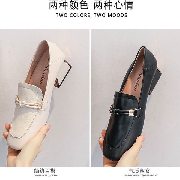 

all-match british small leather shoes women espadrilles bow-tie loafers square toe chunky heels oxford shoes for woman flats2020, Black