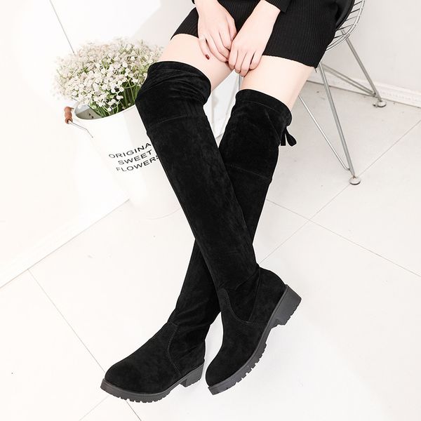 

новый тонкий сапоги сексуальный над коленом high suede ботинки снежка женщин женская мода зима бедро высокие ботинки женщина, Black