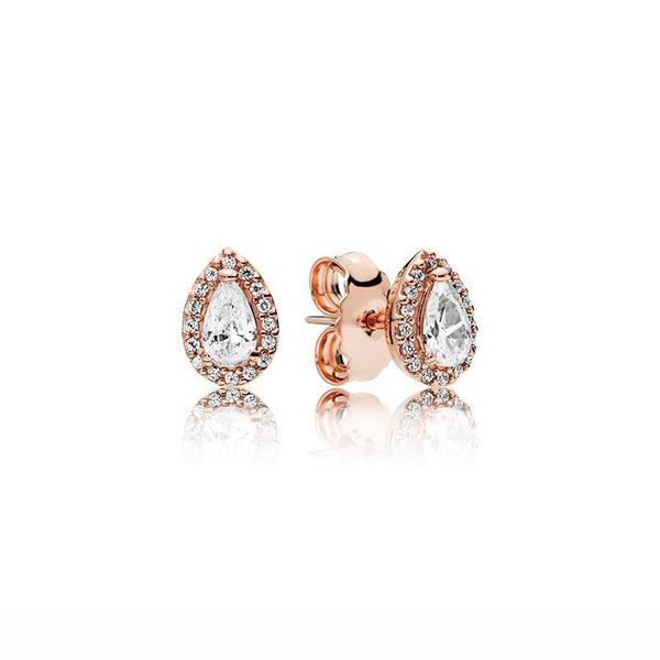 

18k rose gold plated shining tear drop stud earring teardrop earrings women wedding gift 2020, Golden;silver