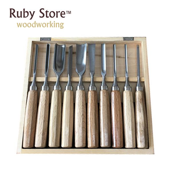 

set of 10pcs wood carving chisel set in a wooden box