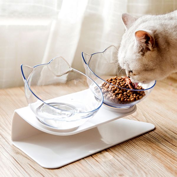 

cat double bowl покрытие pet cat кормление поилки и собака питатели двойной чаши с с поднятой stand pet products
