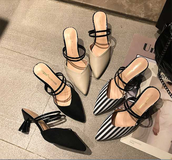 

women's sandals women's shoes women 2020 new fashion spring and summer mixed color pointed high heel elegant sandals, Black