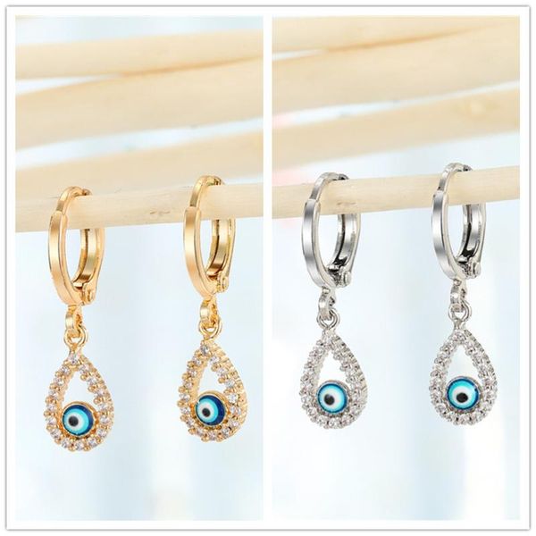 

1pair cute crystal water drop hollow demon eye earrings for women vintage small drop dangle earring jewelry gift, Golden;silver