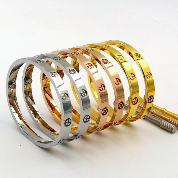 J.hangke 1 par de aço amor cristal cruz chave de fenda jóias parafusos pulseiras pulseiras para mulheres homens presente pulseiras y200810