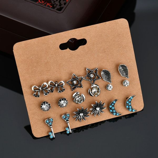 

stud yada fashion key&bow-knot shape earring for women girls cute crystal statement diy jewelry leaves earrings er200170, Golden;silver