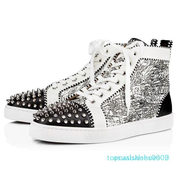 

с коробкой 2020 новые красные днища обуви для женщин людей дизайнера шип замши платформа красной нижних моды роскошь случайного sneakers5 t0, Black